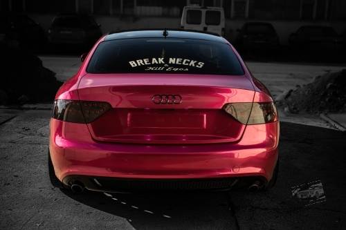 autófóliázás Audi A5 S-line Coupe Teckwrap Gal04HD Deep Pink Budapest hátsó nézet galéria kép