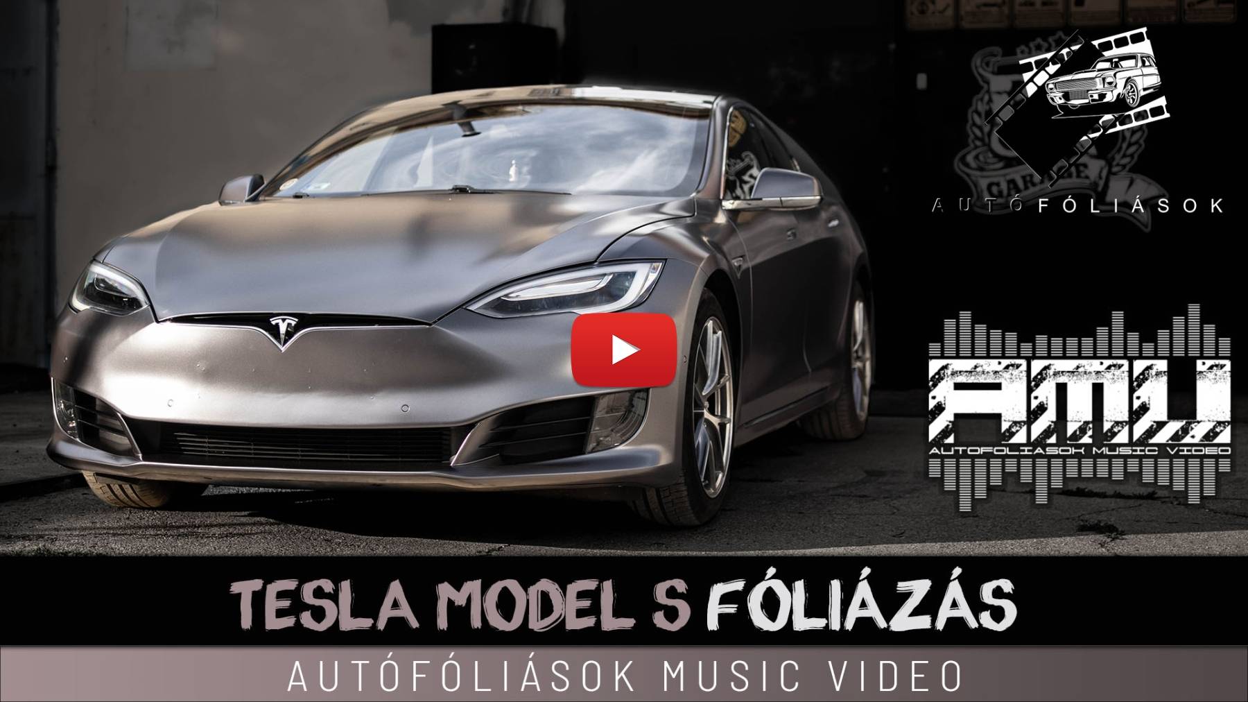 autófóliázás Tesla Model-S Teckwrap ECH21 Dark Platinum Csepel videó fejléc