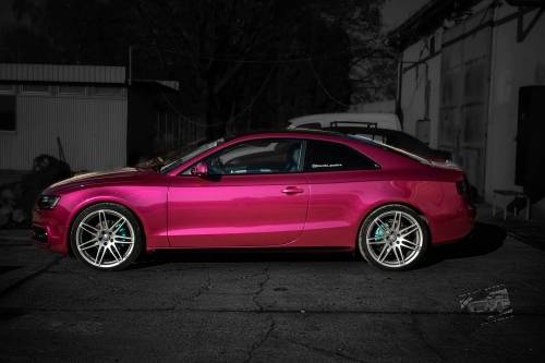 karosszériafóliázás Audi A5 S-line Coupe Teckwrap Gal04HD Deep Pink Budapest bal nézet galéria kép